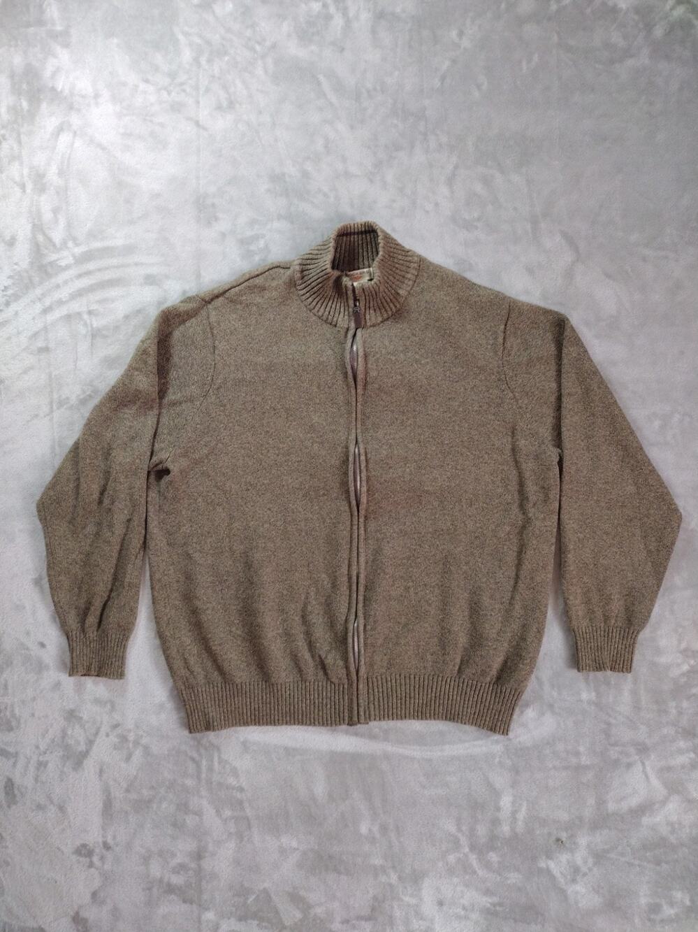 Dockers Sweater Mens 2XL Full Zip Heather Brown Classic Minimalist Eclectic